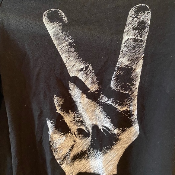 Peace sign appears painted in white. Thin over the head sweatshirt - Picture 5 of 12